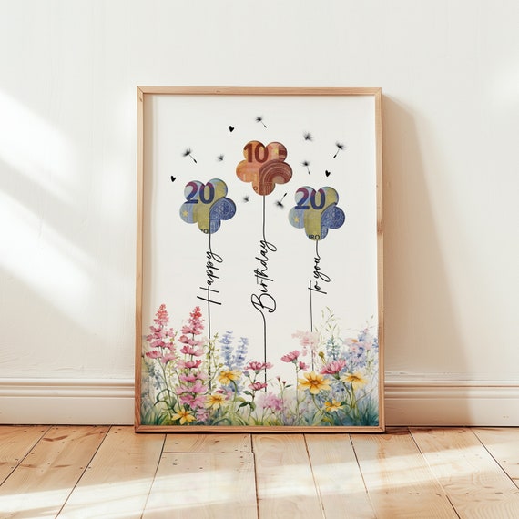 Geldgeschenk Geburtstag | Geburtstagsgeschenk | Last Minute  kreatives Geschenk zum Geburtstag PDF Sofort Download PDF | Geschenk | Blumen