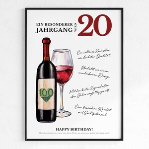 Presente em dinheiro para aniversário de 20 anos | Presente de aniversário vintage | ideia criativa para presente Baixar PDF | Pôster redondo com ideia de aniversário vinho
