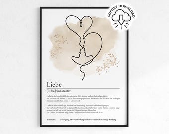 Love Definition Poster | Anniversary Gift, Valentine's Day Gift | One Line Art Print | Wedding Gift | Last Minute Wedding Gift