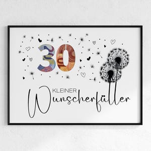 Geldgeschenk voor 30e verjaardag | Wensvervullend verjaardagscadeau | creatief cadeau-idee | digitale download PDF | Foto van een ronde verjaardag