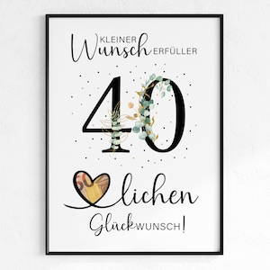 Presente em dinheiro para aniversário de 40 anos | Presente de aniversário que realiza desejos | ideia de presente criativo download instantâneo PDF | Cartaz redondo de aniversário