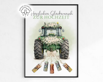 Wedding gift money | Wedding gift tractor for bride and groom | Gift idea for farmer and farmer's wife | Digital download farm wedding