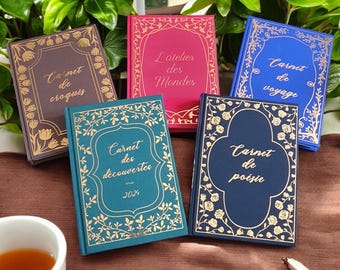 Caderno A5 personalizado feito à mão | Caderno com tema natureza em tons dourados | Ideal para Bullet Journal e Diário | Presente para Leitores
