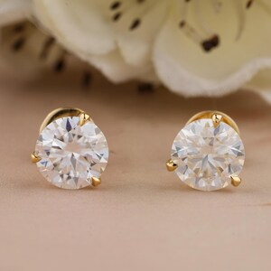 Brilliant Round Cut Moissanite Stud Earrings, Dainty Moissanite Studs, Sterling Silver Post Stud, Wedding Earring Studs, Gift for Her