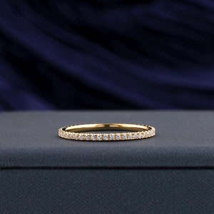 Moissanite Wedding Band, 14k Solid Gold Eternity Rings for Women, Matching Eternity Band Stacking Bridal Ring, Moissanite Pave Band
