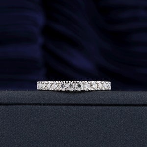 2 MM Moissanite Eternity Ring, Wedding Band Gold, Sterling Silver Moissanite Diamond Ring, Passes Diamond Tester, White Gold Wedding Ring