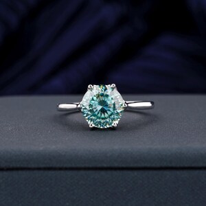 Portuguese Cut Cyan Blue Moissanite Ring, Wedding Ring, Engagement Solitaire Ring, White/Yellow/Rose Gold Ring , bridal Anniversary Ring
