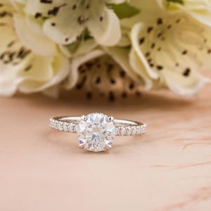 Round Cut Moissanite Engagement Ring, 925 Sterling Silver Ring, Birthday Gift For Her, Gold And Diamond Ring, Promise Ring For Women