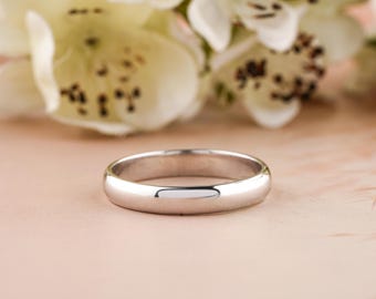Schlichter Gold Ehering, 14k Massivgold Flacher Ehering, 14k Massivweißgold Ehering für Männer und Frauen, dünner Gold Ehering