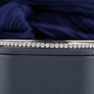 Round Moissanite Tennis Bracelet, 925 Sterling Silver VVS Tennis Bracelet Passes Diamond Tester, 14K White Gold Anniversary Gift For Her