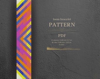 Miyuki Delica Bead Loom Bracelet Pattern – Abstract Hot Pink, Royal Blue (PDF)