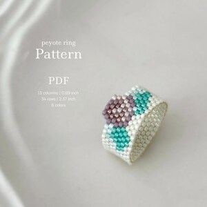 Beaded Ring Pattern PDF – Miyuki Delica Rose Design, Stylish Bead Weaving Tutorial