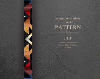 Bead Loom Bracelet Pattern – Eye-Catching Design with Native Ethnic Motifs, Thin Beaded Bracelet PDF