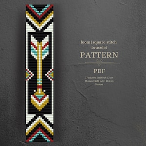Arrow bracelet pattern for beadweaving on a loom, native design, PDF