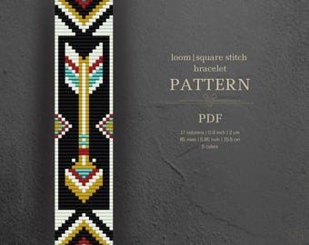 Perlenarmband mit Pfeilmuster für Perlenweben auf einem Webrahmen, natives Design, PDF