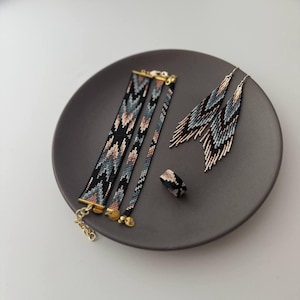 SATZ VON 5 Mustern - Loom Armbänder, Peyote Ring und Fransen Ohrringe, PDF, Perlenschmuck DIY