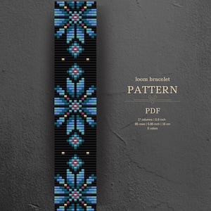 Winter snowflake loom pattern, beaded bracelet, 17 beads, pdf