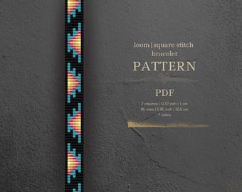 Weefgetouwsteek armbandpatroon, Azteekse kralensieraden (pdf-patroon)