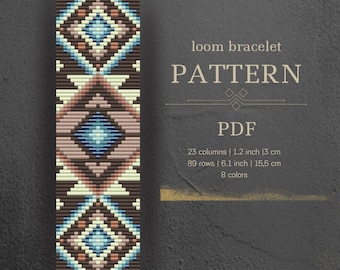 Inheems weefgetouwpatroon, kralenarmband, geometrisch etnisch patroon, doe-het-zelf sieraden, pdf instant download