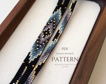 SET OF 2 PATTERNS - loom bracelets, pdf, beaded jewelry diy, black narrow beaded bracelet pattern