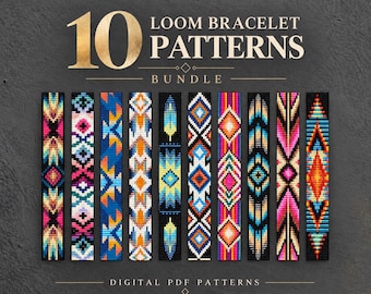 10 Loom Bracelet Patterns Bundle, Bead Loom Patterns PDF, Miyuki Delica Bracelet Patterns, Beading Pattern Bundle, Instant Download
