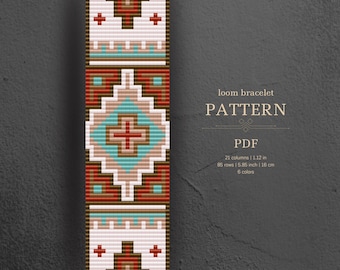 Beaded bracelet loom pattern, native design, pdf, miyuki delica
