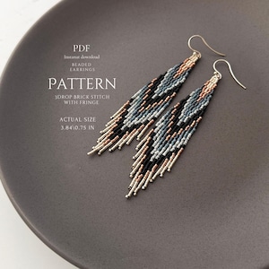 ANLEITUNG für Perlen-Fransen-Ohrringe, Ziegelstich mit Fransen, PDF