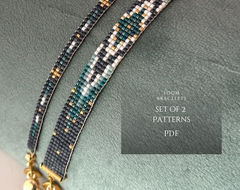 Miyuki delica bead bracelets - SET OF 2 PATTERNS -  teal loom bracelets, pdf, beaded jewelry diy