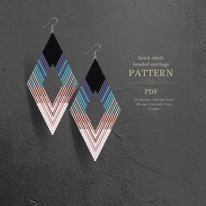 Beaded Earrings Pattern PDF – Rhombus Shape Brick Stitch, Ombre Design, Miyuki Delica Beads, DIY Jewelry Tutorial