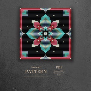Bead Loom Art Pattern PDF, Flower Beading Design, Mini Tapestry Pattern, Beaded Wall Art, miyuki delica