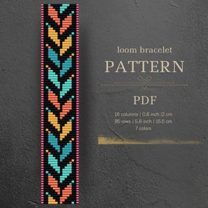 Folk bracelet loom pattern for jewelry making, miyuki delica bracelet, floral colorful pattern, easy beading, pdf instant download