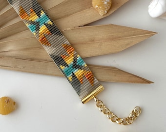 Loom bead bracelet pattern, native ethnic print, eye-catching colorful design, diy seed bead jewelry, pdf