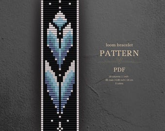 Winter flower loom pattern, beaded bracelet, 19 beads, pdf