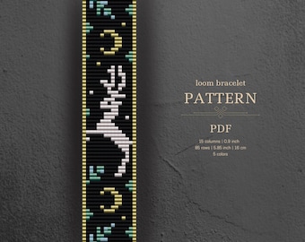 Loom Bead Bracelet Pattern | Winter Deer Bracelet | Miyuki Delica PDF Pattern | Christmas Beading Tutorial | DIY Seed Bead