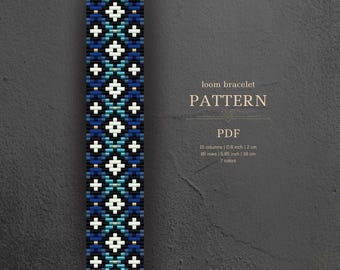 Miyuki Loom Bracelet Pattern, Teal Turquoise Boho Jewelry (PDF)