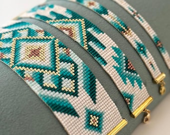 Beaded Bracelet Loom Pattern Set – Turquoise Aztec Design (DIY PDF)