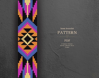 Loom pattern Miyuki Delica Beaded Bracelet, Hot Pink Gradient (PDF Download)