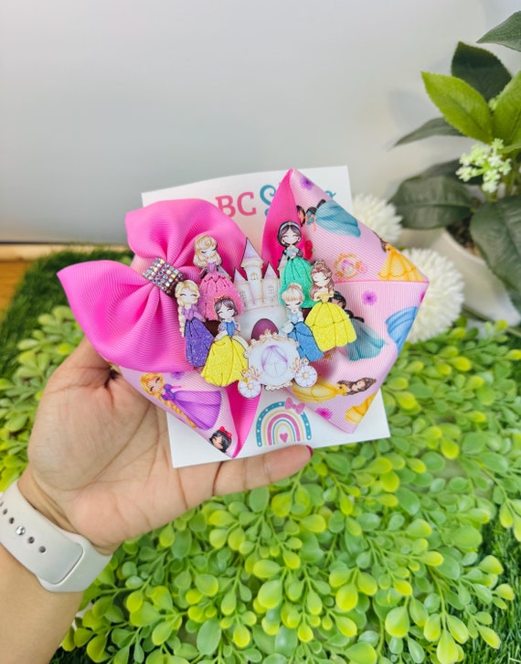 Princess Hair Bow: Disney Princess Bow, Princesses Birthday, Princess Themed, Princesses gift, Disney Hairbow, Princesses castle