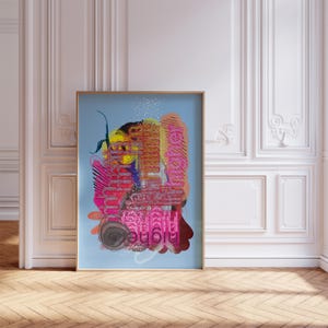 Stampa artistica digitale di espressionismo astratto audace / Decorazione murale colorata e vibrante / Download immediato