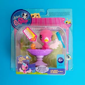 Vintage LITTLEST PET SHOP Magic Motion Swan Bird #3361 | Novo em cartão | Hasbro | Banheira Splashin' Swan