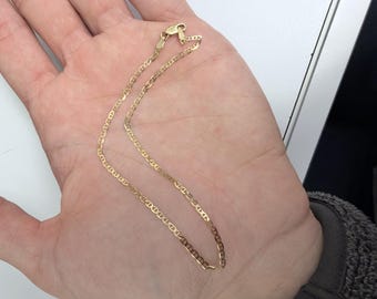 10K Yellow Gold Mariner Chain Anklet, 2mm Dainty Anchor Link Ankle Bracelet, 10 Inch Solid Gold Anklet, Gift for Her
