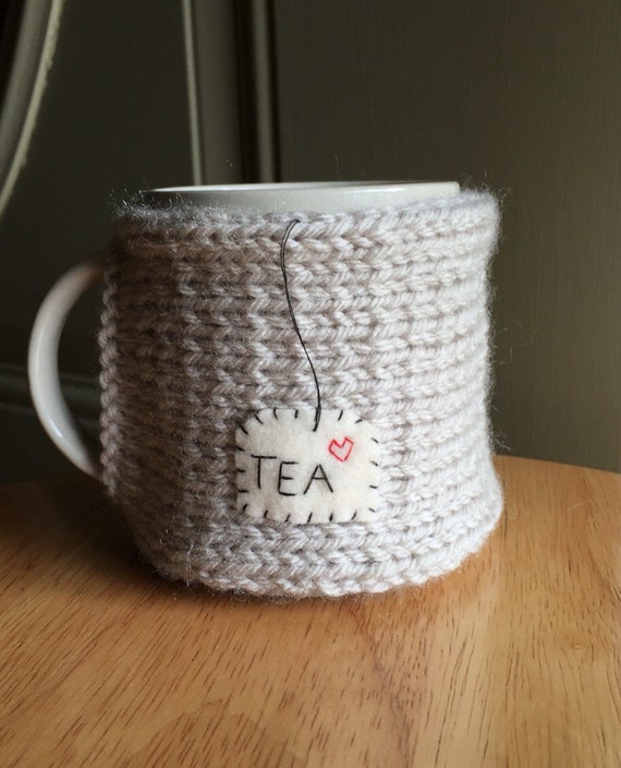 Knitted tea mug cozy tea cup cozy in linen Etsy