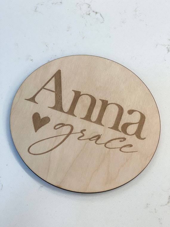Engraved Baby Name Circle / Wood Name Sign/ Baby Announcement Etsy