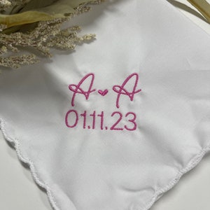 Gift for the Groom Personalized/Embroidered Wedding Handkerchief /Bride and Groom  Script Initials, Heart / Ships FAST!