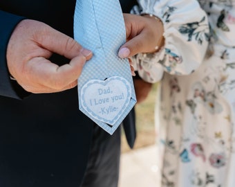 Custom Wording Personalized Dress Patch / Tie Patch Embroidered. Felt Heart.  Something Blue/ Iron on/ Sew on. In Memory Patch