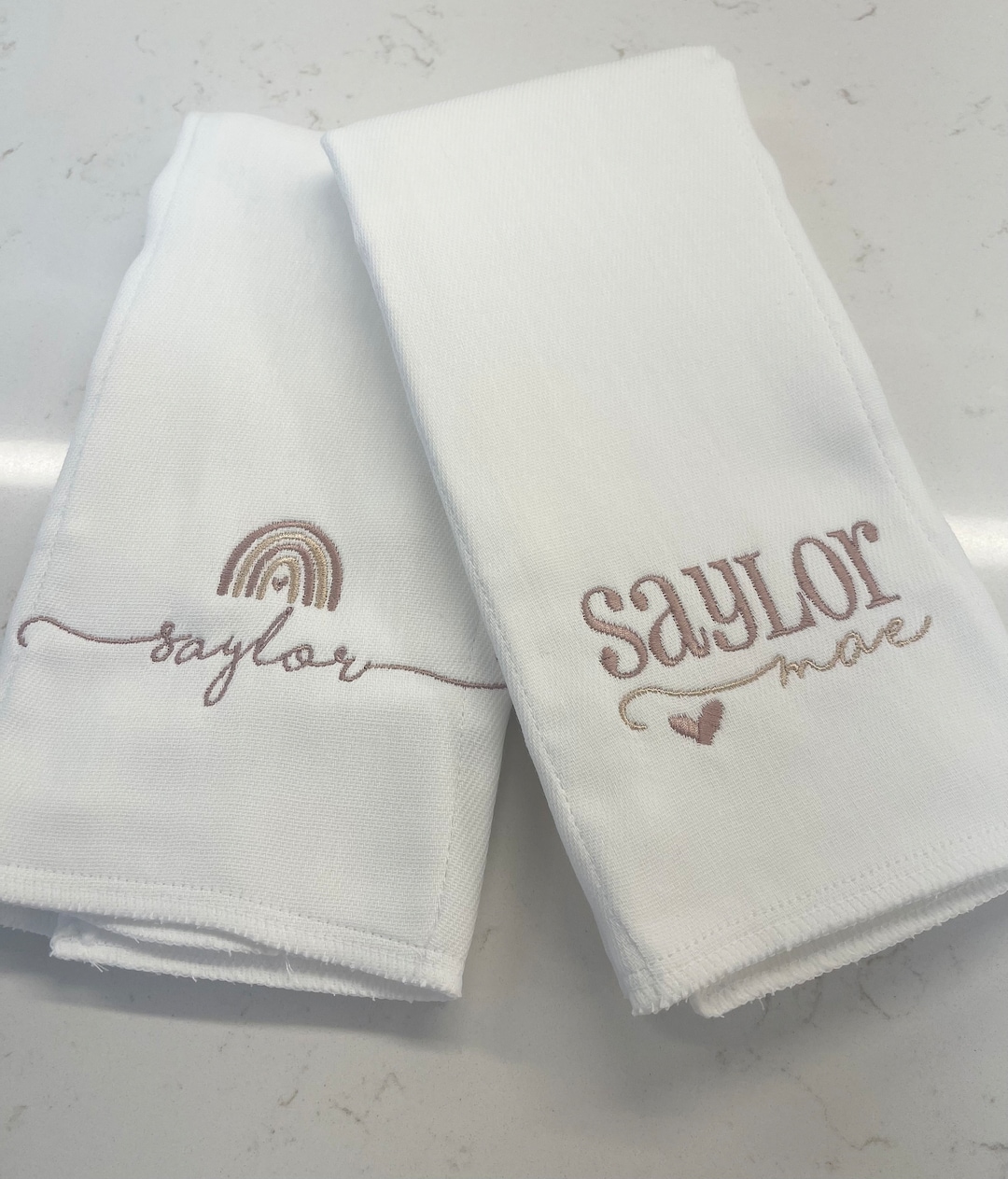 2 Personalized / Monogrammed Girl or Boy Burp Cloths Hospital Gift