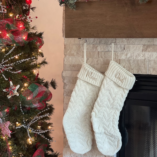 Personalized Embroidered Christmas Stocking / Cable Knit Stocking / Holiday / Ships Fast!