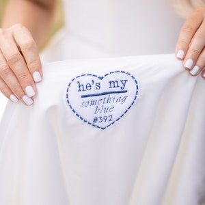 Personalized Police Wife Wedding Dress Patch/ Embroidered/ Felt Heart/ Something Blue/ Badge Number