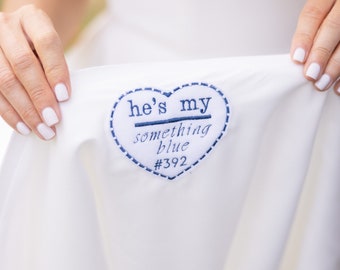 Personalized Police Wife Wedding Dress Patch/ Embroidered/ Felt Heart/ Something Blue/ Badge Number