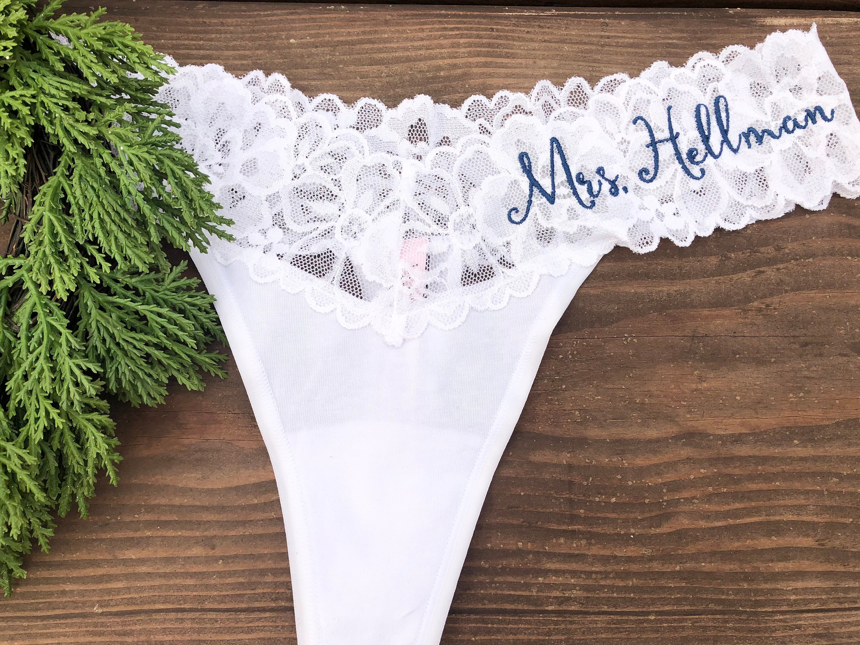Coconut White/Off White Personalized Mrs. Underwear/Bridal Lingerie/Bride  Panties/Honeymoon Thong /Gift for the Groom! /Bachelorette Party /